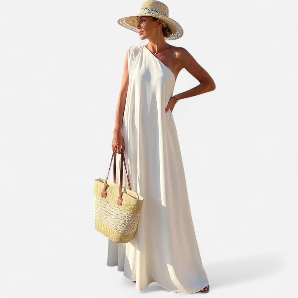 Uoozee Women Fashion Asymmetric One-Shoulder Maxi Dress